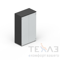 Кабинет для руководителя  из ЛДСП Шкаф для документов средний с дверцами из белого матового стекла