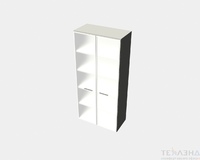 Кабинет руководителя в стиле хай тек Шкаф высокий со стеклянными дверьми